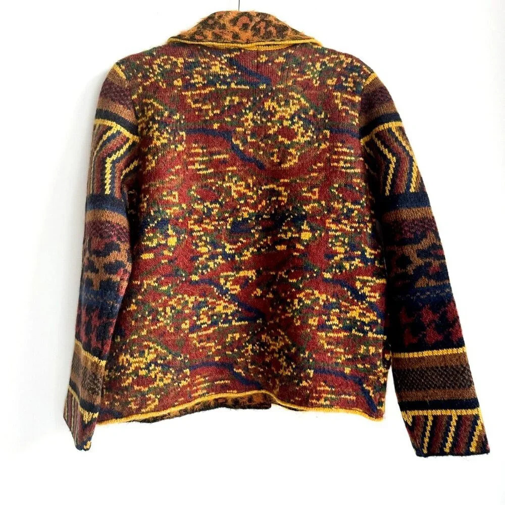 Desigual Multicolor Geometric Print Thick Knit Jacket M - Picture 8 of 10